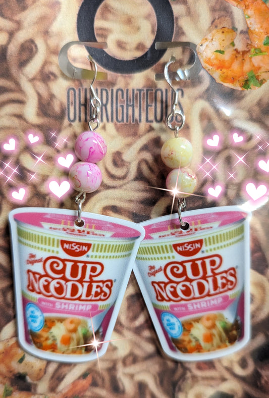 Shrimp Cup Noodles Earrings